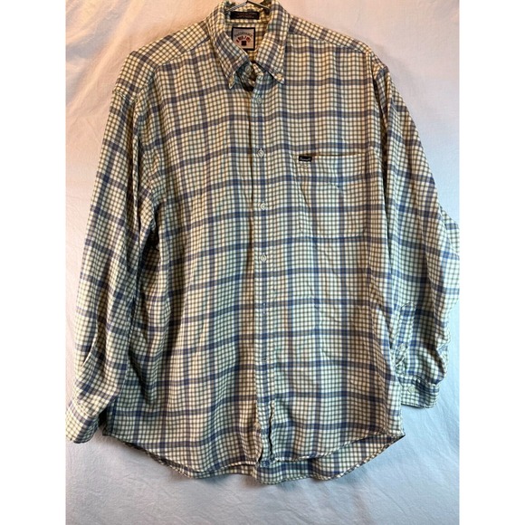 Vintage Façonnable Shirt Mens Large Gray‎ Plaid Twill Button Up France Pocket - Picture 1 of 14